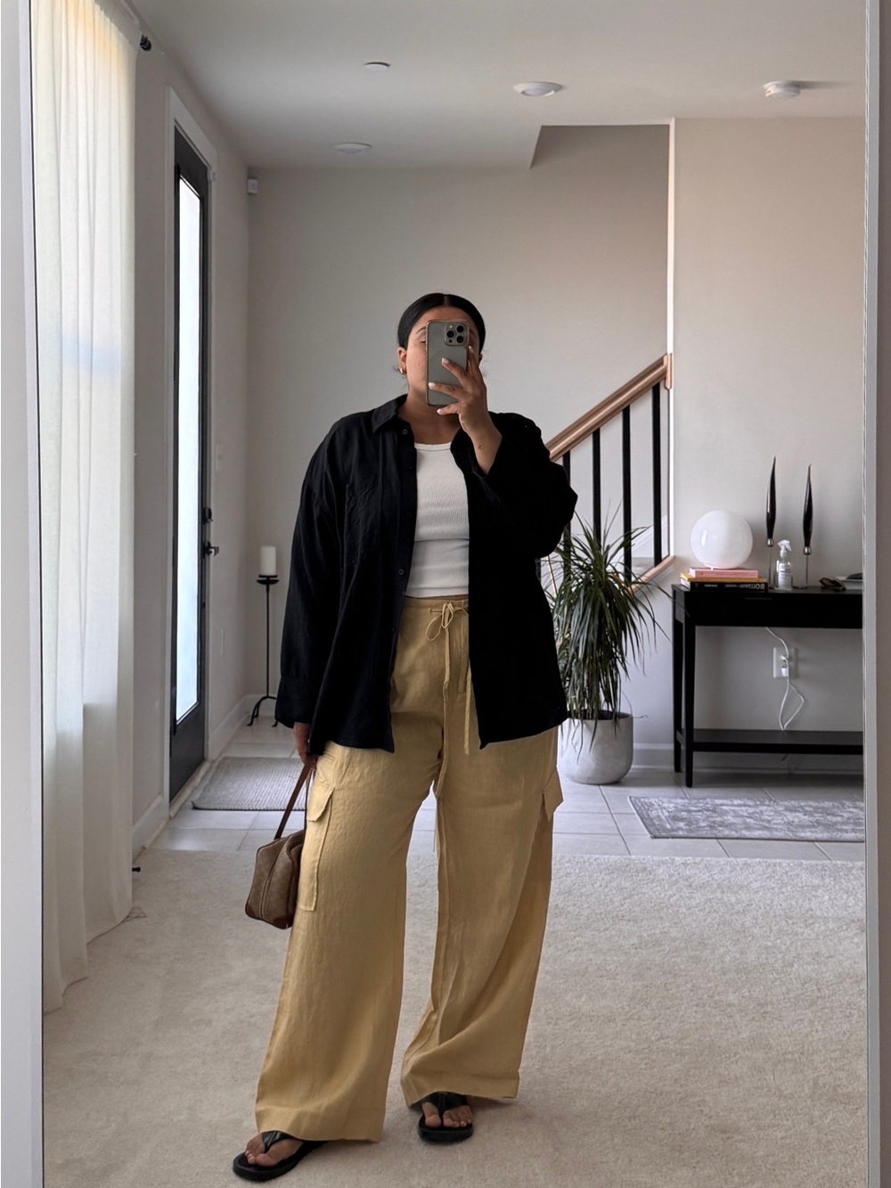 Mango 100% Linen Cargo Pants